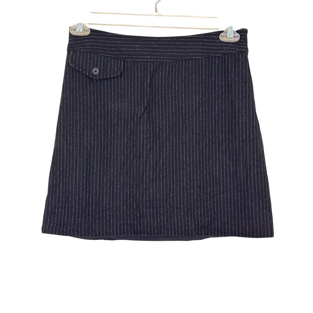 Banana Republic Womens Wool Blend Preppy Black Pinstripe Skirt Size 4 Academia ￼